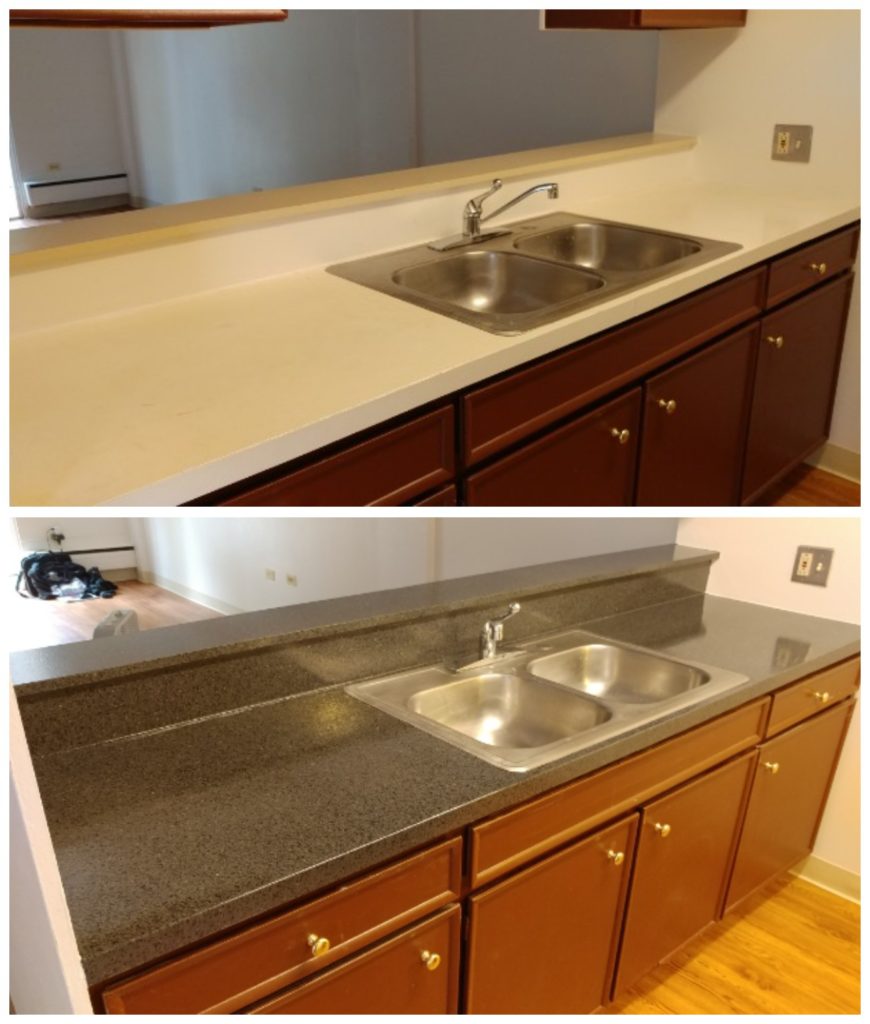 kitchen counter refinished before and after